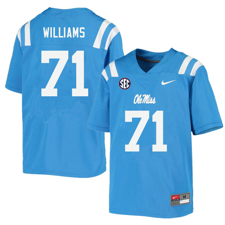 Men #71 Jayden Williams Ole Miss Rebels College Football Jerseys Sale-Power Blue